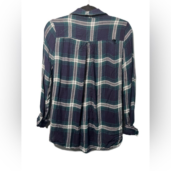 • Plaid Wrap Top Green and Blue - Picture 2 of 14